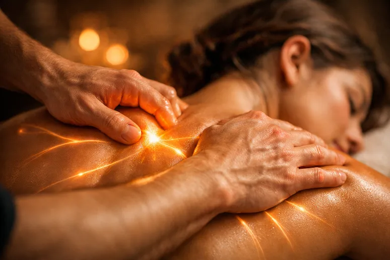 person relaxing therapy table